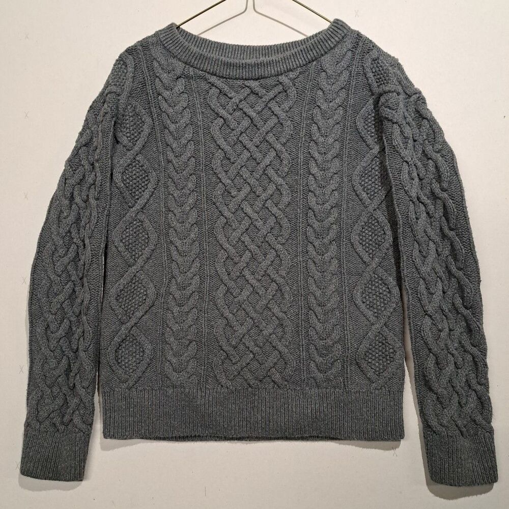 Gap Kids Fisherman Cable Knit Sweater Size Small Gray 100% Cotton